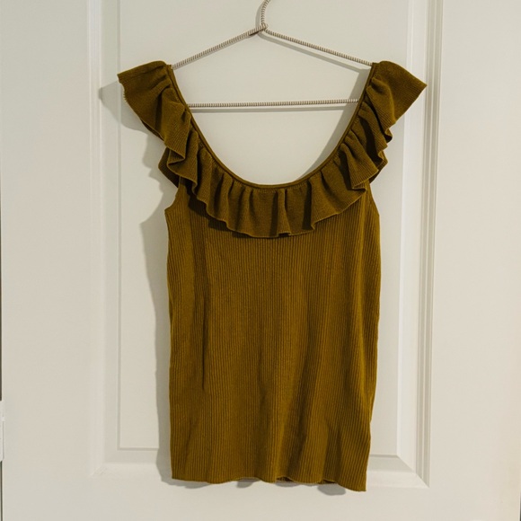 Madewell Ruffled Mustard Top - Picture 1 of 5